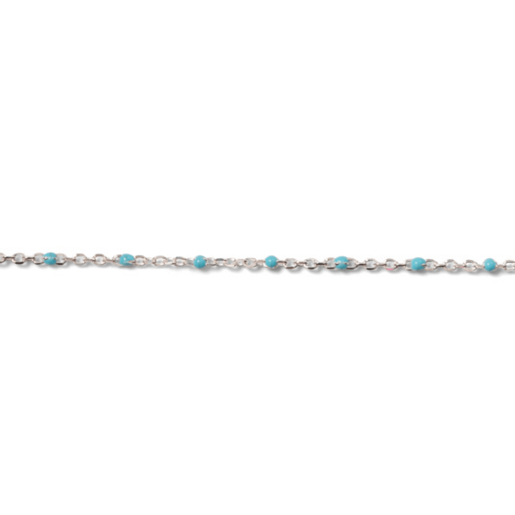 Permanent Jewelry, Sterling Silver, cable chain, turquoise enamel, sold by the inch