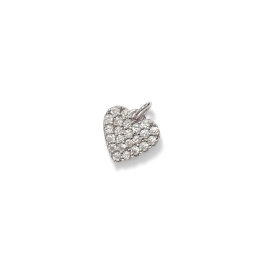 Pavé Heart Charm, Sterling Silver