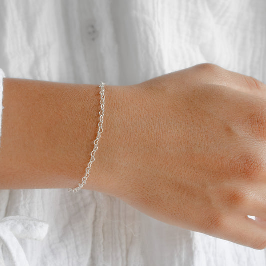 Heart Chain, Sterling Silver by the Bracelet