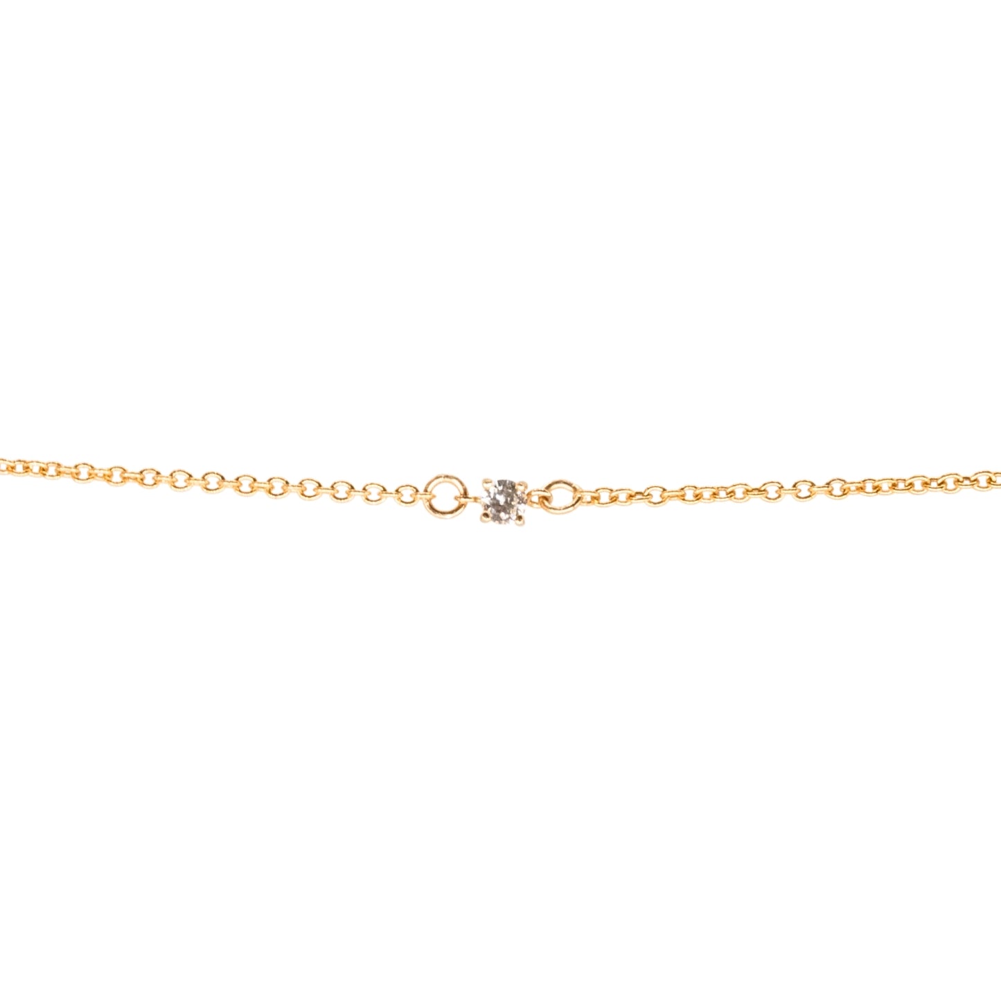 White Sapphire Round Connector, 14k Solid Yellow Gold