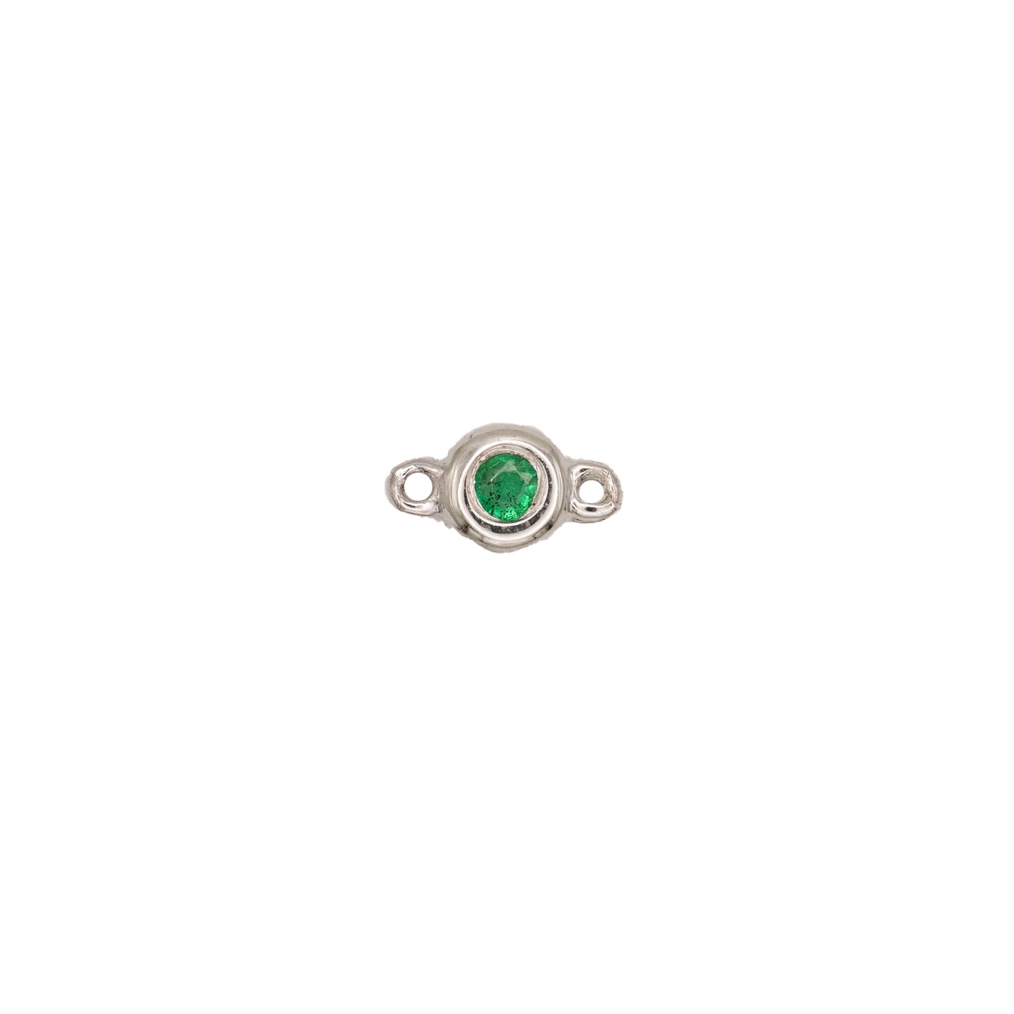 Permanent Jewelry, Emerald Bezel Connector, 14k Solid White Gold