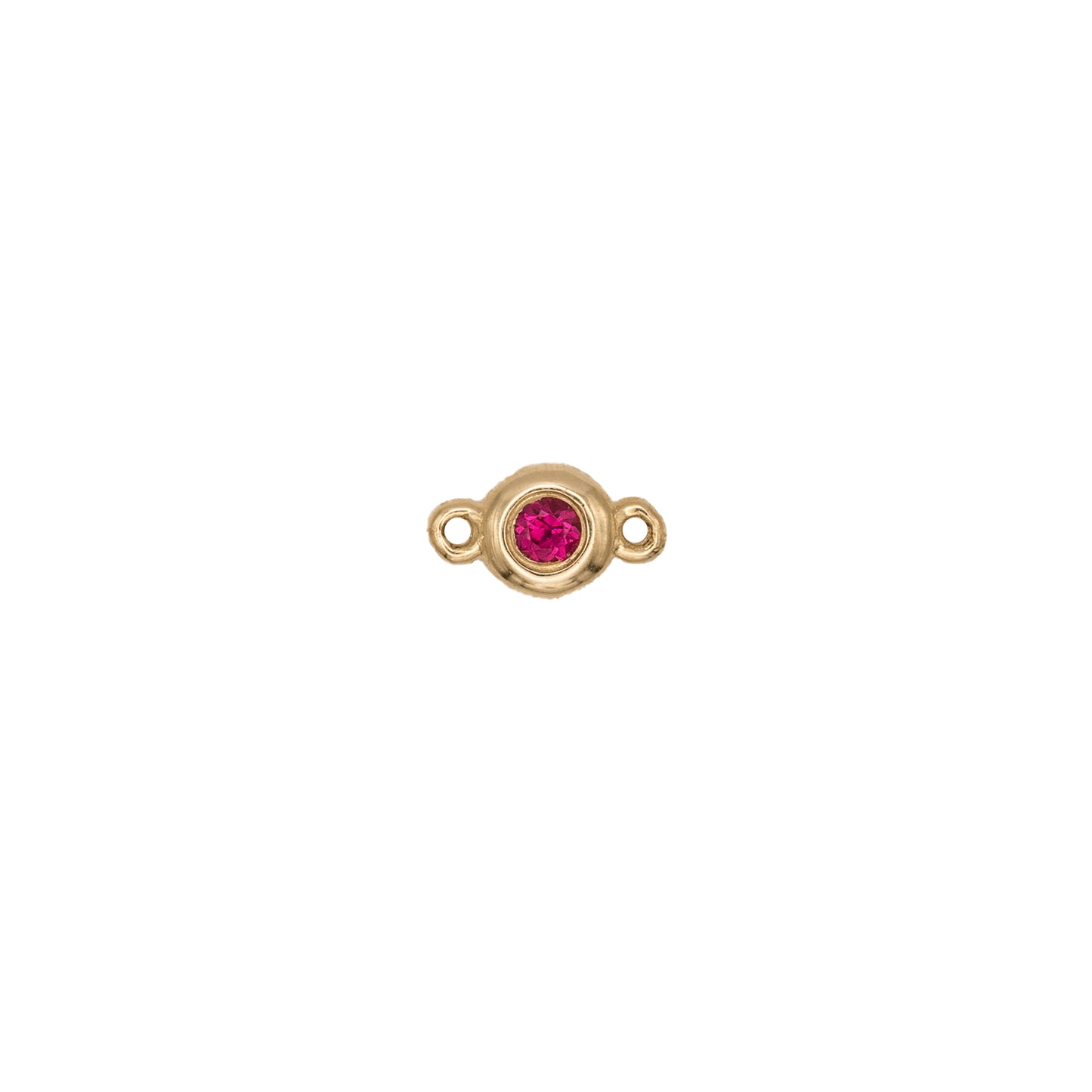 Permanent Jewelry, Ruby Bezel Connector, 14k Solid Yellow Gold