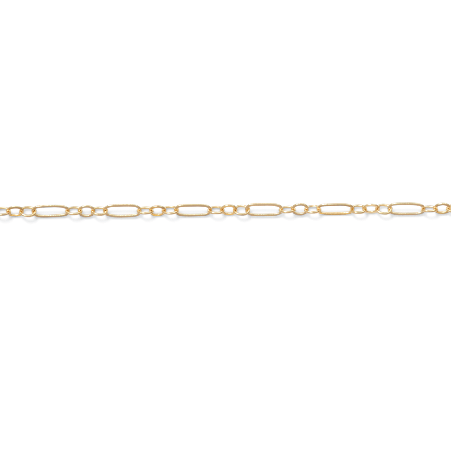 Permanent Jewerly, Long-Short Link Chain, 14k Solid Gold by the Inch