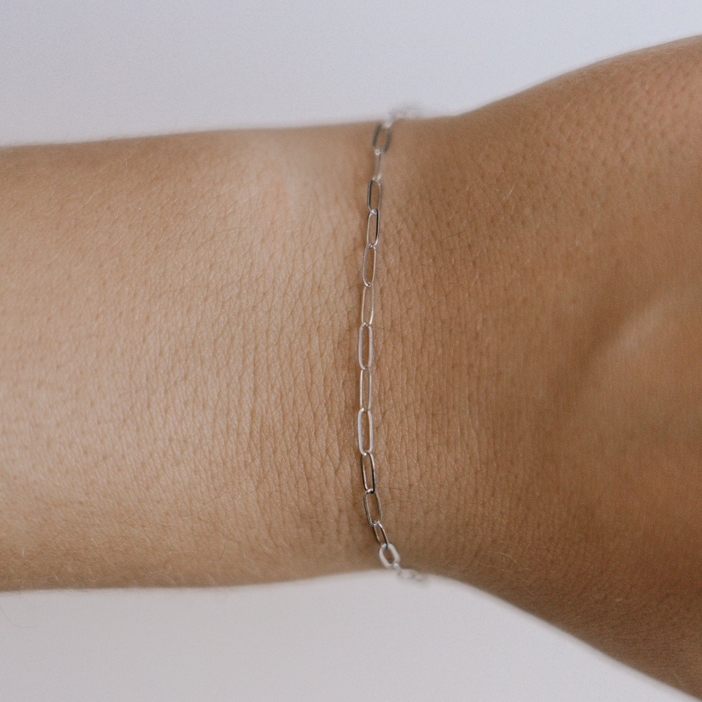 Paperclip Chain, 14k Solid White Gold by the Inch