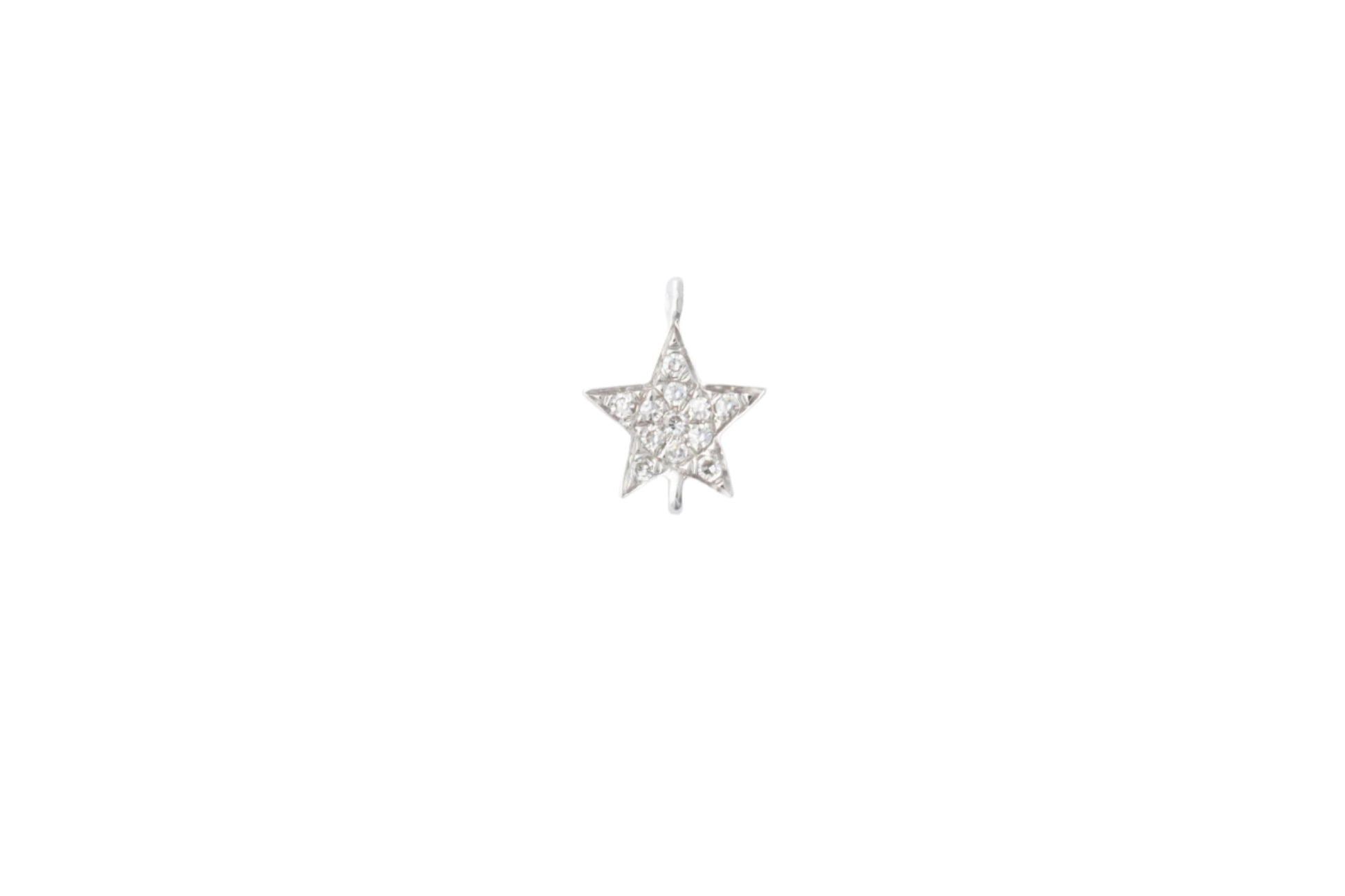 Diamond Pavé Star Connector, 14k Solid White Gold