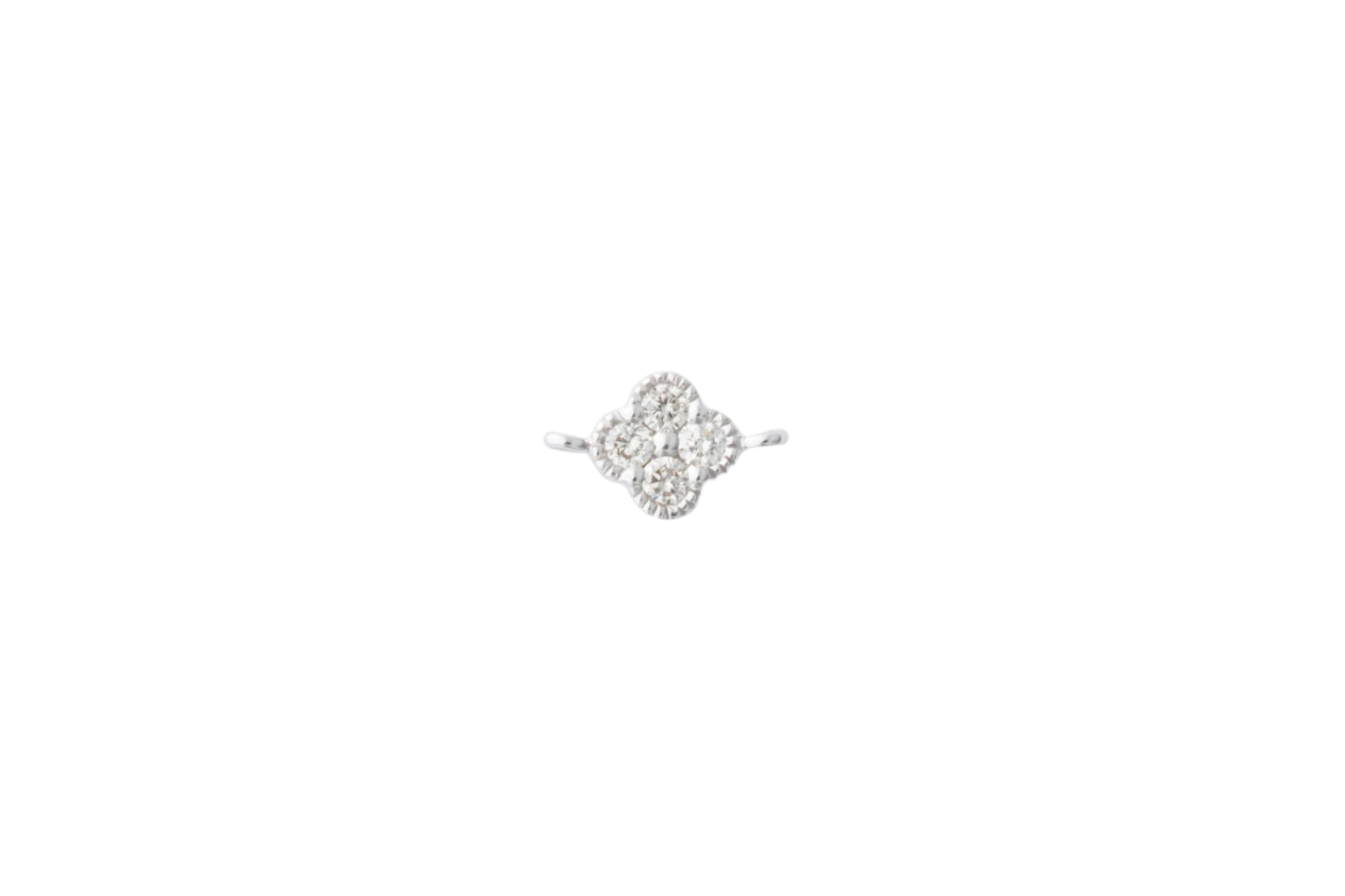 Pavé Clover Connector, 14k Solid White Gold