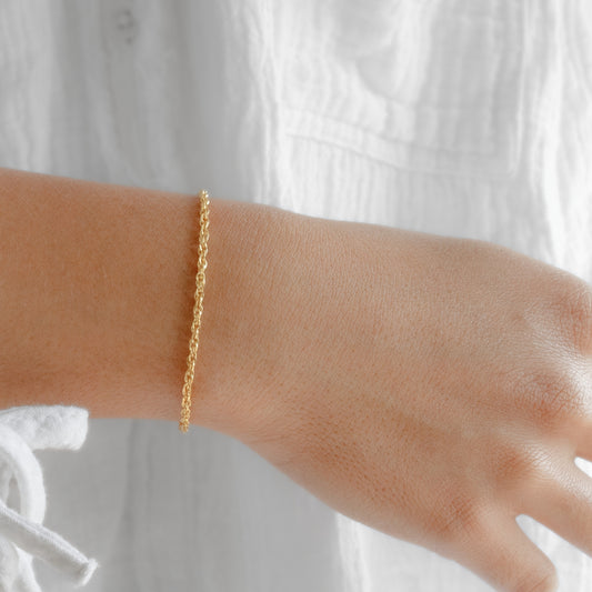 Dual Curb Chain, Yellow Gold Filled By the Bracelet