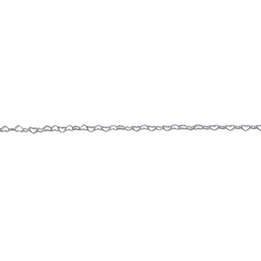 Permanent Jewelry, heart chain, sterling silver, sold by the inch