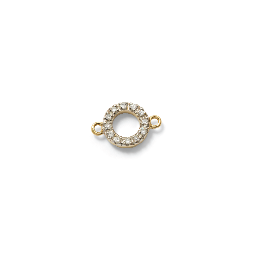 Permanent Jewelry, Diamond Pavé Ring Connector, 14k Solid Yellow Gold