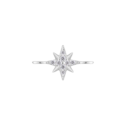 Permanent Jewelry, Pavé Diamond, Starburst Connector Charm, Sterling Silver