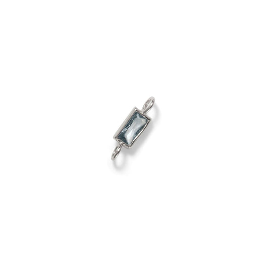 Baguette Connector, Blue, Sterling