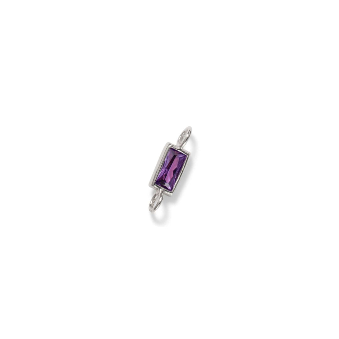 Baguette Connector, Purple, Sterling Silver