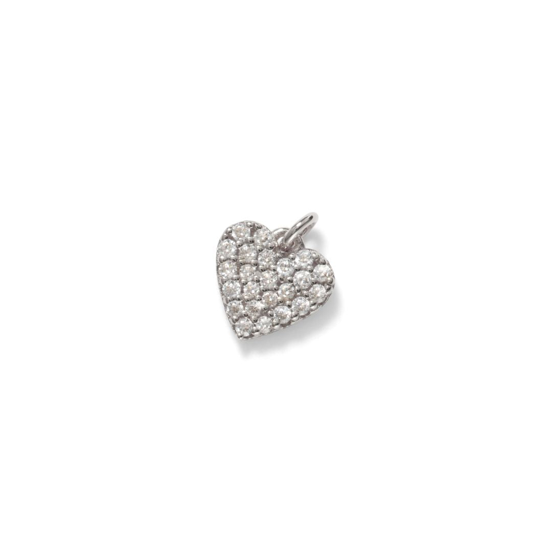 Pavé Heart Charm, Sterling Silver
