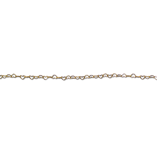 Permanent Jewelry, heart chain, gold filled, sold by the inch