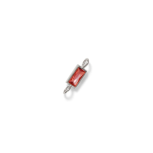 Baguette Connector, Pink, Sterling Silver