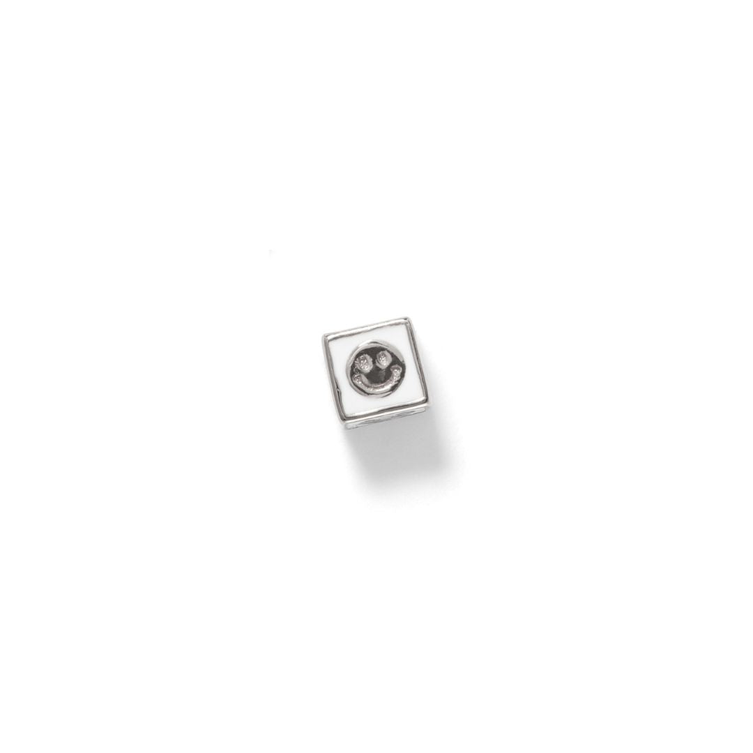 Happy Face Bead Charm, Sterling Silver