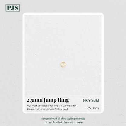 Permanent Jewelry, Gold Filled Bundle, Paperclip Chain, Cable Chain, Figaro Chain, Eye Connector Charm, 14k Solid Yellow Gold Jump Rings