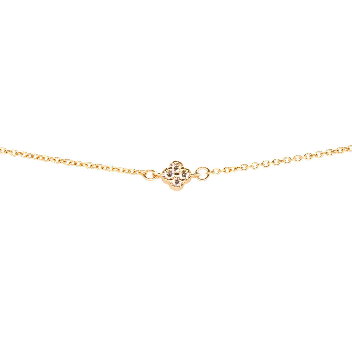 Pavé Clover Connector, 14k Solid Yellow Gold