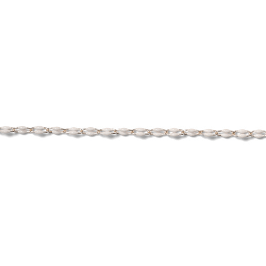 Permanent Jewelry, White Enamel Paperclip Chain, Sterling Silver, sold by the Inch