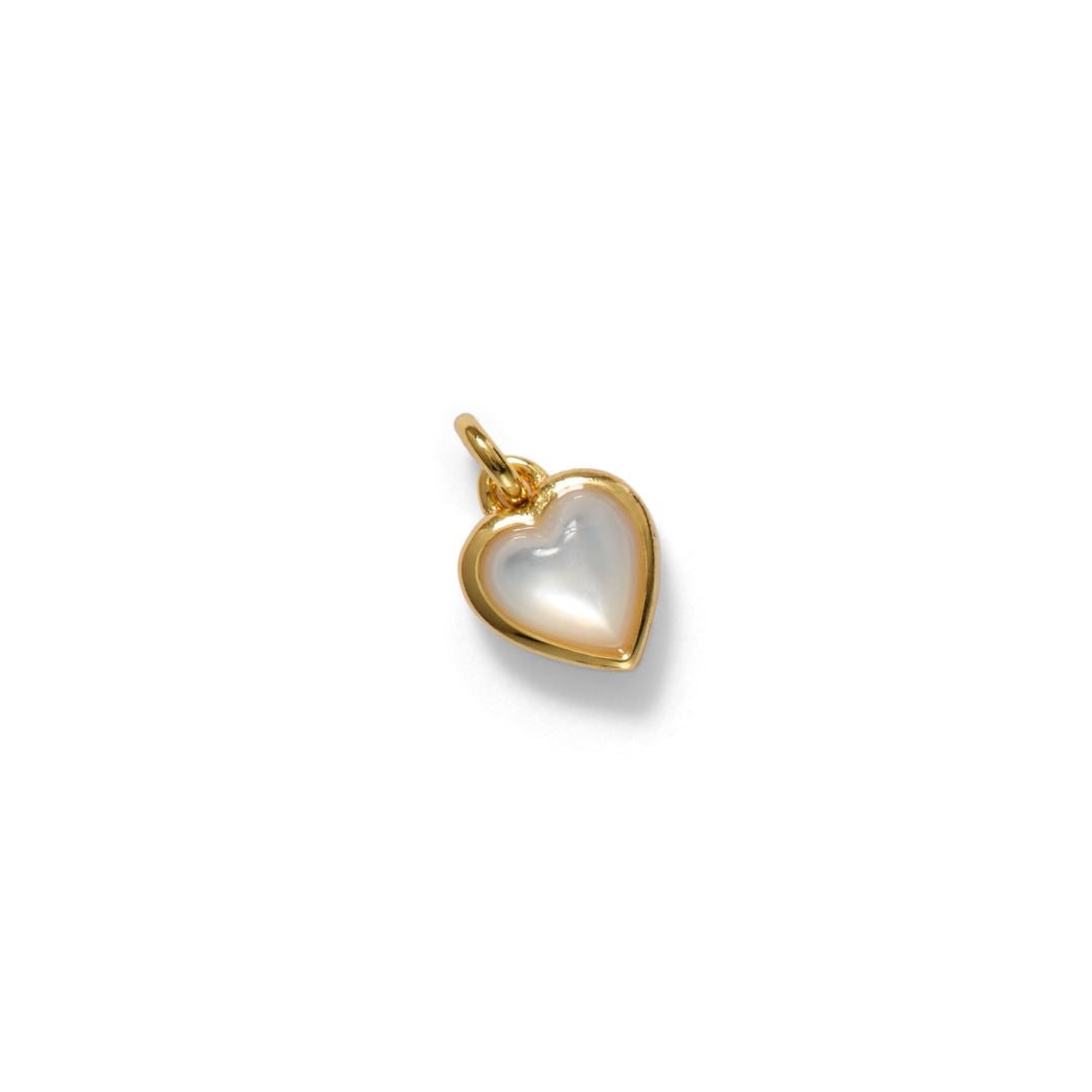 Pearl Heart Charm, Vermeil