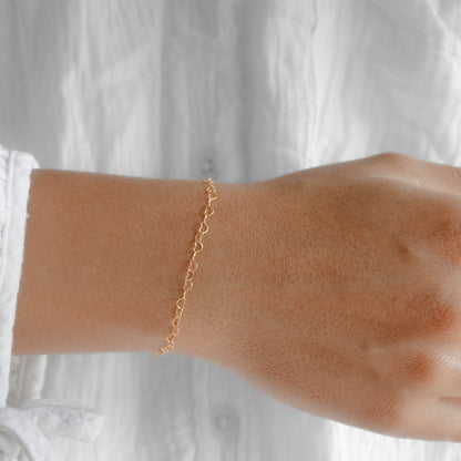 Heart Chain, Yellow Gold Filled By the Bracelet