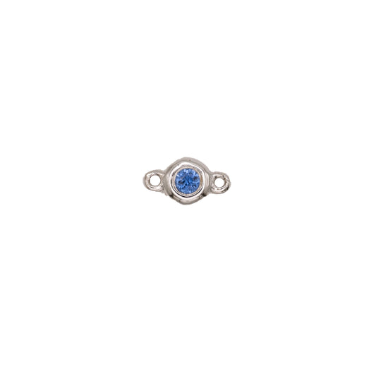 Permanent Jewelry, Sapphire Bezel Connector, 14k Solid White Gold
