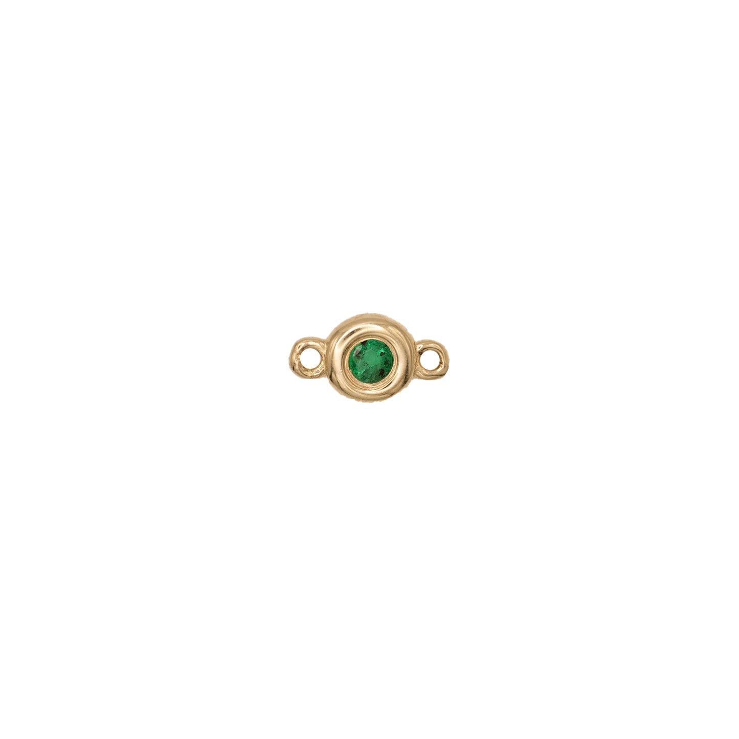 Permanent Jewelry, Emerald Bezel Connector, 14k Solid Yellow Gold