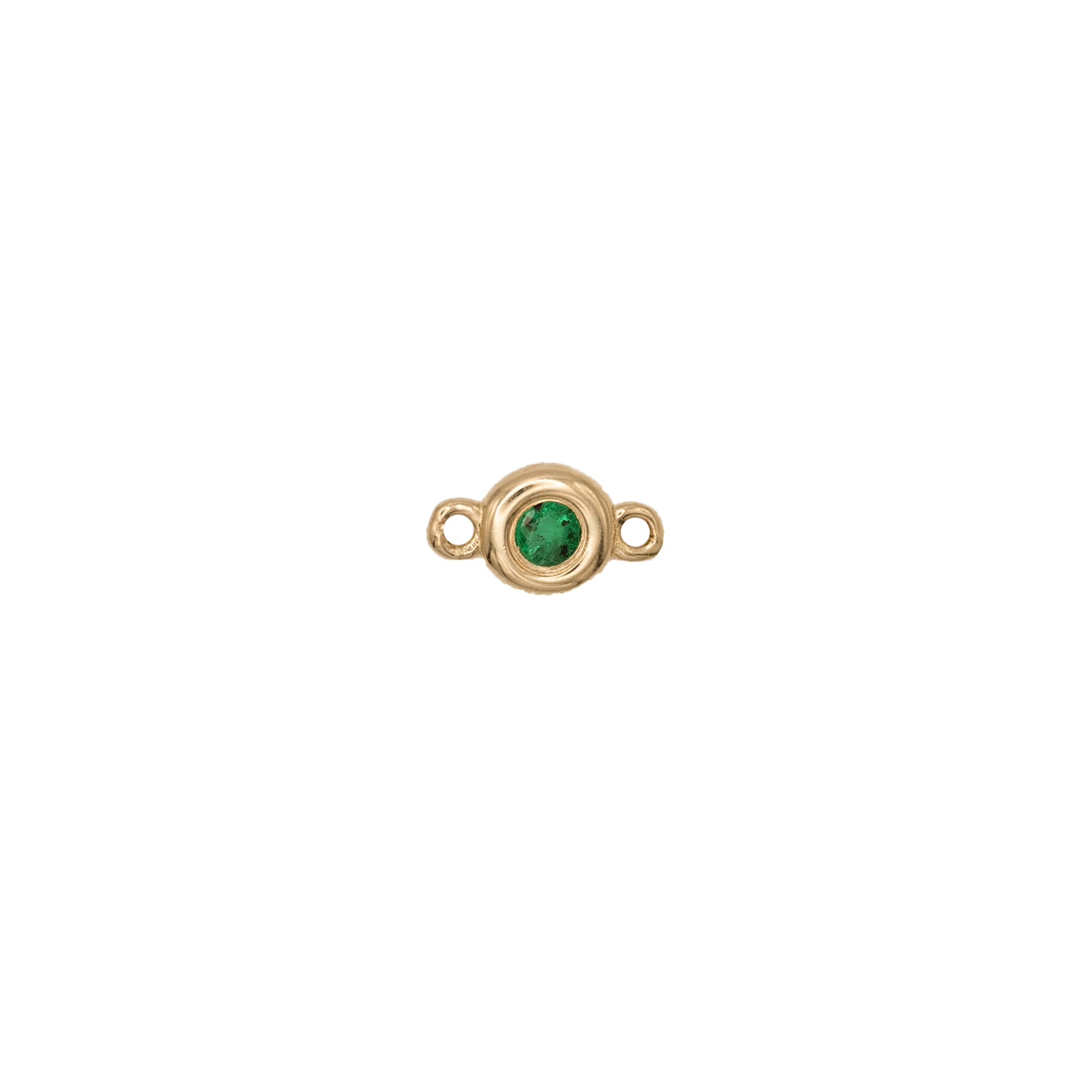 Permanent Jewelry, Emerald Bezel Connector, 14k Solid Yellow Gold
