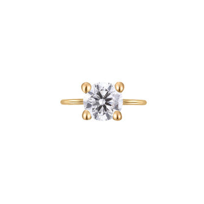 Permanent Jewelry, White Sapphire Round Connector, 14k Solid Yellow Gold