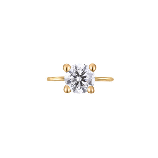 Permanent Jewelry, White Sapphire Round Connector, 14k Solid Yellow Gold