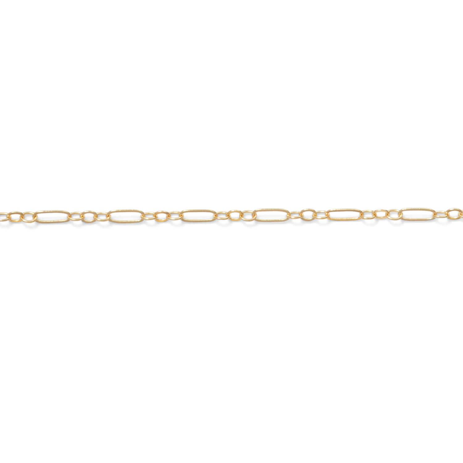 Permanent Jewerly, Long-Short Link Chain, 14k Solid Gold by the Inch