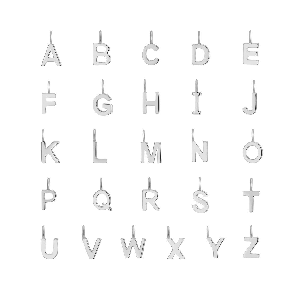 Permanent Jewelry, Letter Charm Set, A through Z, Sterling Silver