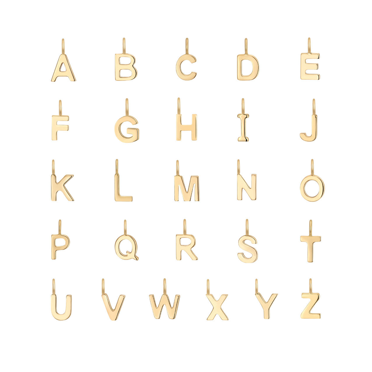 Permanent Jewelry, Letter Charm Set, A through Z, Vermeil
