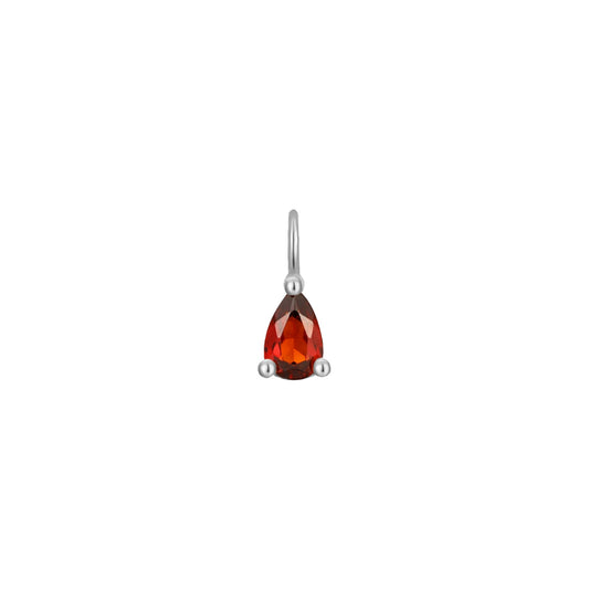Permanent Jewelry, Garnet Pear Charm, Sterling Silver