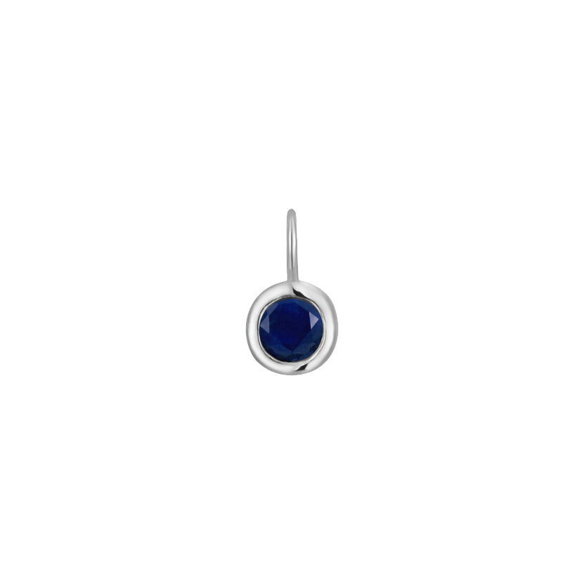 Permanent Jewelry, Sapphire Charm, Sterling Silver
