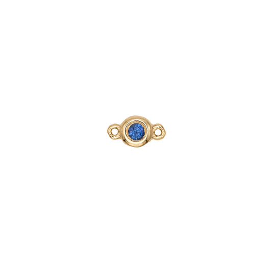 Permanent Jewelry, Sapphire Bezel Connector, 14k Solid Yellow Gold