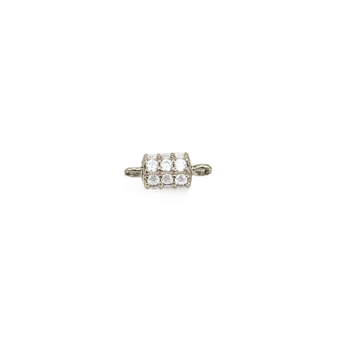 Permanent Jewelry, connector charm, pavé diamond, cylinder, sterling silver