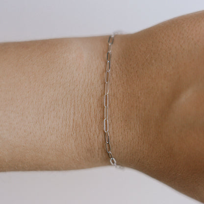 Paperclip Chain, 14k Solid White Gold by the Inch