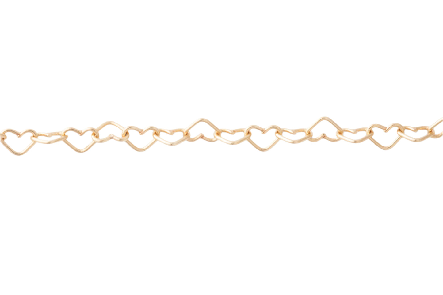 Heart Chain, 14k Solid Yellow Gold By the Inch