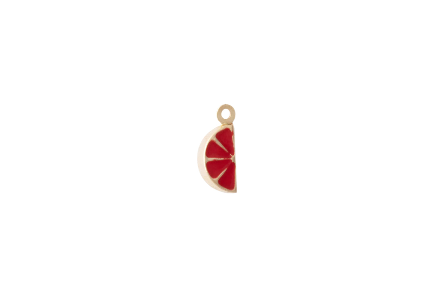 Enamel Orange Slice Charm, 14k Solid Yellow Gold