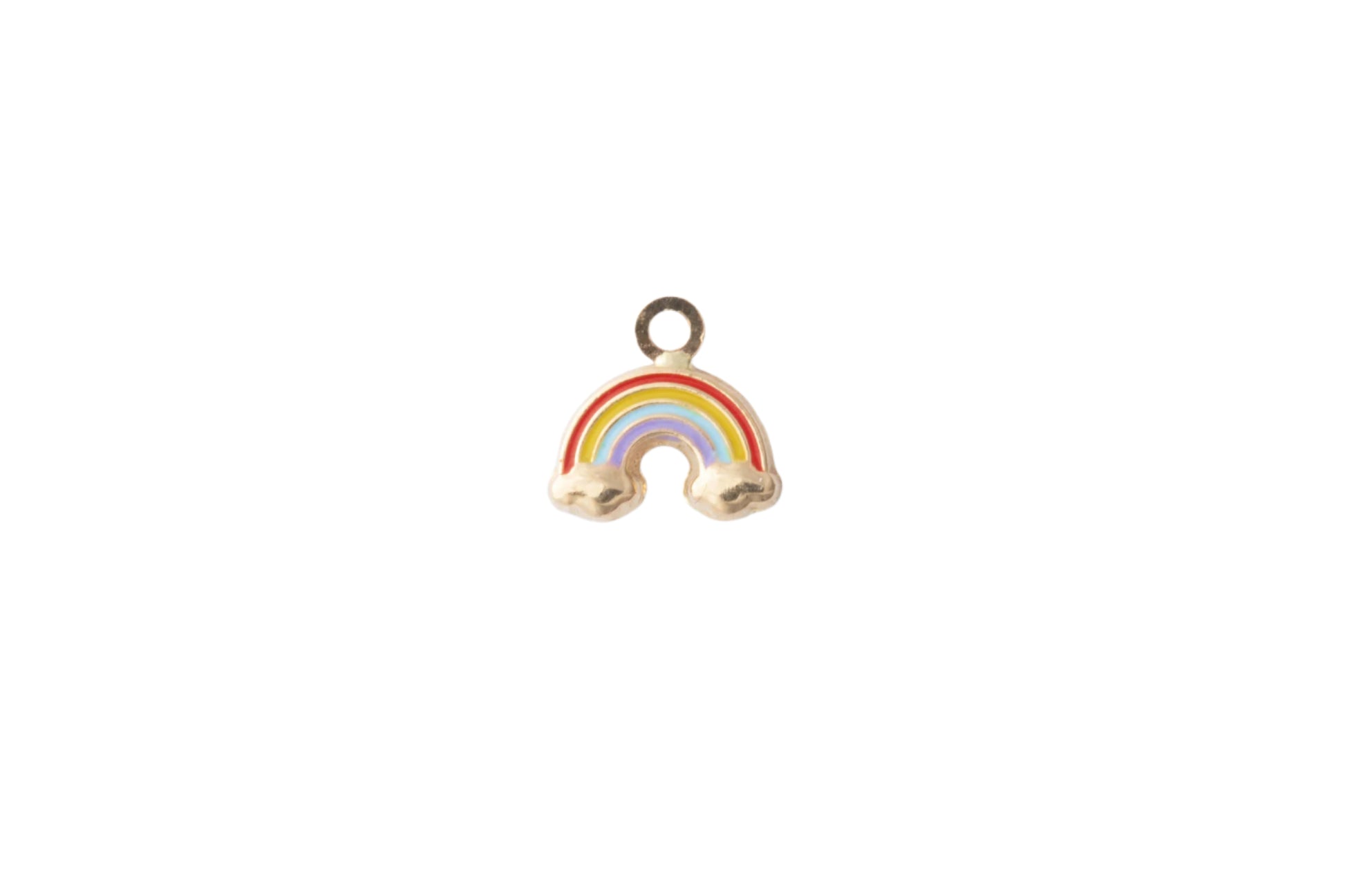 Enamel Rainbow Charm, 14k Solid Yellow Gold
