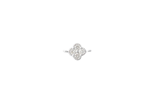 Pavé Clover Connector, 14k Solid White Gold
